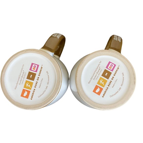 Dunkin' Donuts Large Oversized Ceramic Mugs Pair Set Of 2 - Picture 15 of 16
